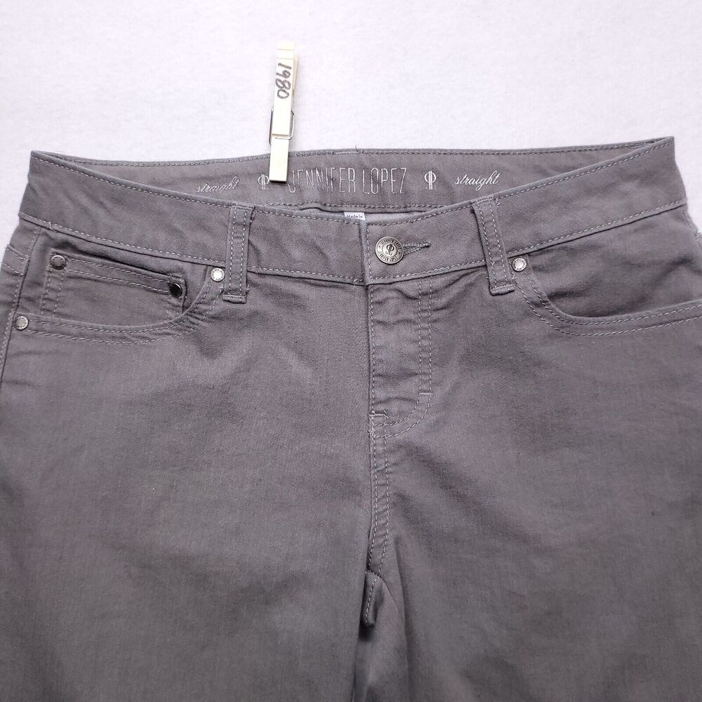 Jennifer Lopez Straight Casual Medium Wash Button Zip Jeans Womens Size 4 Gray
